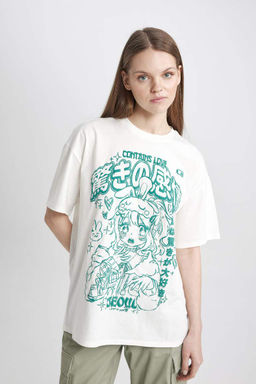 Футболка Cool Oversize с короткими рукавами и принтом - Defacto фото 3