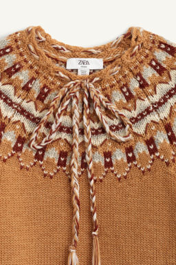 LIMITED EDITION 100% WOOL JACQUARD KNIT PONCHO - Zara фото 7