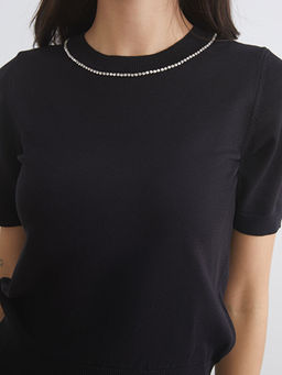 Bisiklet Yaka Ta?l? Kad?n Triko Kazak