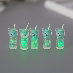 Цена за 5 шт. Подвеска для творчества акрил «Коктейль. Мята-кошка», светится в темноте, 3.4×1.8×1.8 см