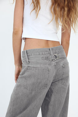TRF WIDE-LEG HIGH-WAIST JEANS WITH TAB DETAIL - Zara фото 6