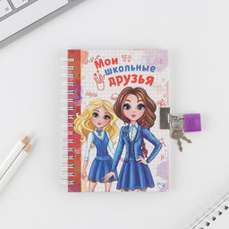 Анкета на замочке, в твердой обложке А6, 40 листов Мои школьные друзья