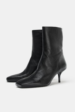SOFT LEATHER STILETTO HEEL ANKLE BOOTS - Zara фото 4