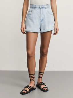 Джинсовые шорты baggy с резинкой в поясе / Zarina  фото 3