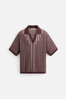 CONTRAST TEXTURED KNIT POLO SHIRT - Zara фото 8