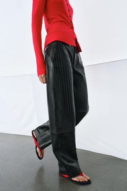 STRIPED LEATHER TROUSERS ZW COLLECTION LIMITED EDITION - Zara фото 14