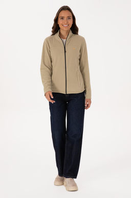 Kad_n A__k Haki Fermuarl_ Dik Yaka Polar Sweatshirt - U.s. polo assn фото 4
