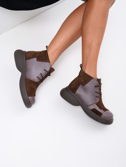 Ботинки EDART 305.927br. Вакса коричневая+корич замша/шерсть фото 5