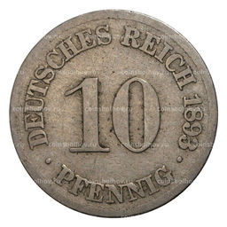 Монета 10 пфеннигов 1893 года J Германия