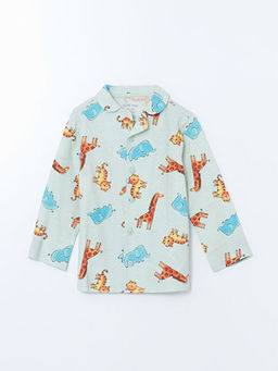 Bask?l? Erkek Bebek Pijama ?st?