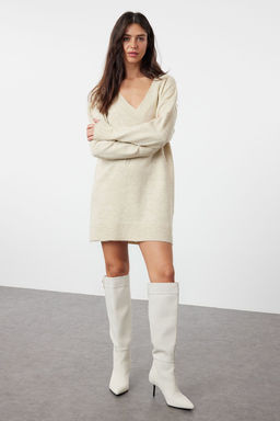 TRENDYOLMILLA Antrasit Mini Triko Genis Kal?p Yumusak Dokulu Elbise TWOAW24EL00086 фото 25