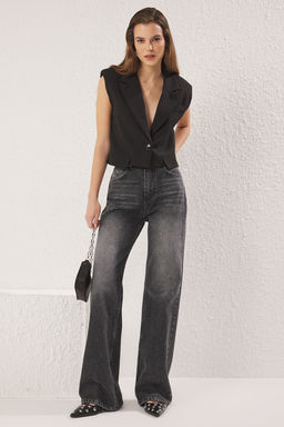 Antrasit Yuksek Bel Wide Leg Jeans TWOSS25JE00172