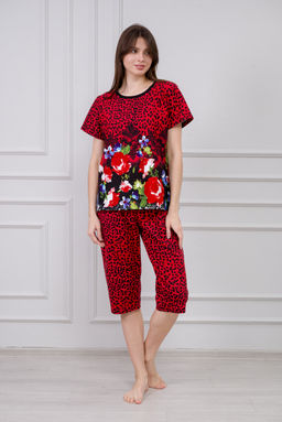 Пижама женская из интерлока Социал красная роза