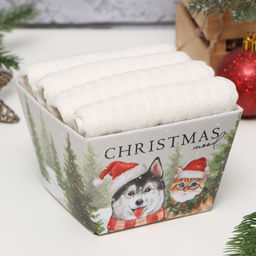 Набор кухонных полотенец «Доляна», белый, 35×60 см - 4 шт., 100% хл, вафля 220 г/м²