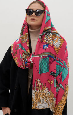 яркий двусторонний палантин из тонкой шерсти