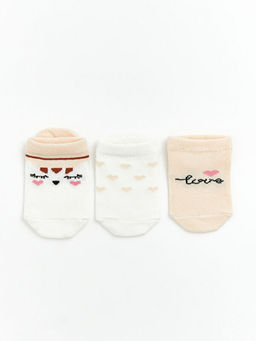Desenli K?z Bebek Patik ?orap 3l?