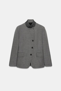 BLAZER ENTALLADA CUADROS ZW COLLECTION / Gris medio - Zara фото 5