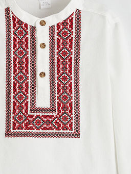 Hakim Yaka Etnik Desenli Erkek ?ocuk G?mlek