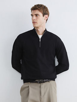 Fermuarl? Dik Yaka Erkek Triko Kazak