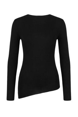 Siyah Asimetrik Uzun Kollu Premium Yumusak Orme Bluz TWOAW26BZ00364