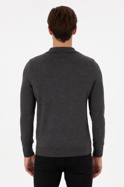 Erkek Slim Fit Yar_m Fermuarl_ Antrasit Melanj Basic Kazak - U.s. polo assn фото 5