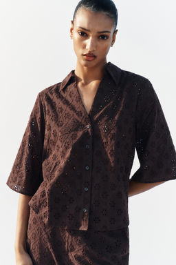 CAMISA BORDADOS PERFORADOS / Marr?n - Zara фото 2