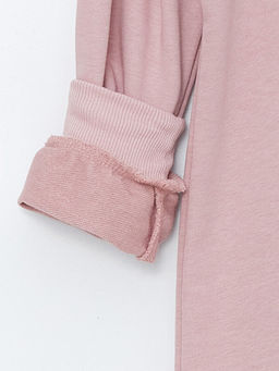 Kap??onlu Bask?l? Uzun Kollu K?z ?ocuk Elbise