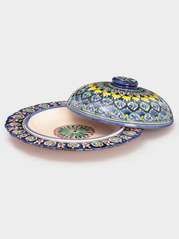 Блинница узбекская Риштанская Керамика «Узоры», d=24 см, керамика, синяя