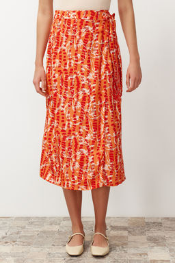 TRENDYOLMILLA Cok Renkli Cicek Desenli Viskon Kumasl? Midi Dokuma Etek TWOSS23ET00294 фото 4