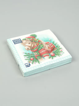 Цена за 3 шт. Салфетки бумажные трёхслойные Новогодний пони, 33?33, 20 шт.
