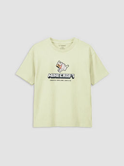 Bisiklet Yaka Minecraft Bask?l? Erkek ?ocuk Ti??rt