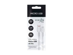 Кабель microUSB - USB, 1 м, "Vixion VX-17m" (GS-00035507) белый, 2.1А