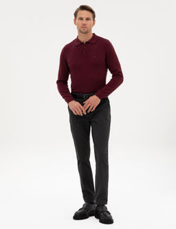 Bordo Slim Fit Polo Yaka Basic Triko Kazak - Pierre cardin фото 4