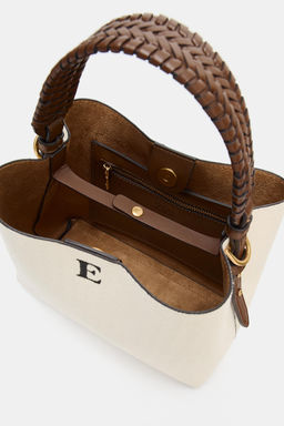 BOLSO CANVAS ASA TRENZADA / Beige claro - Zara фото 5