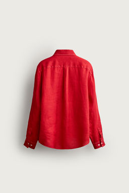 SOBRECAMISA REGULAR FIT 100% LINO / Rojo - Zara фото 8