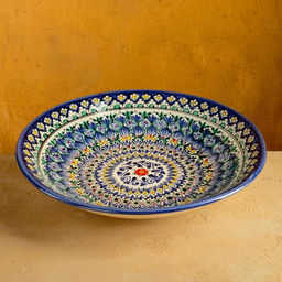 Ляган узбекский Риштанская Керамика «Узоры», d=33 см, глубокий, синий