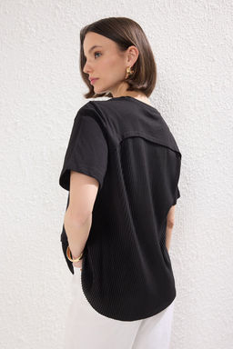 Bordo Oversize/Genis Kal?p Pilise Detayl? Orme Bluz TWOSS25BZ00466 - Trendyolmilla фото 6