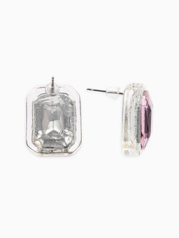 Серьги "Кристалл" прямоугольник грань, цвет прозрачно-розовый