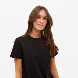 Футболка однотонная женская MINAKU: Basic line, чёрная, размер 42