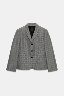 BLAZER CUADROS ZW COLLECTION / Negro / Crudo