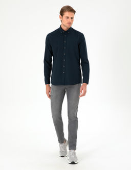 Lacivert Regular Fit Uzun Kollu G_mlek