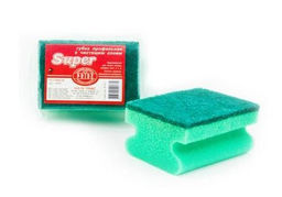 Губка профильная с чистящим слоем "Супер" 1шт. 10х6,5х4,5см (гх035)