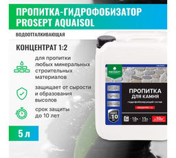 PROSEPT AQUAISOL - пропитка для камня, гидрофобизирующий состав. Концентрат 1:2. 5л