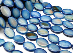 Бусины из агата тонированного овал 30*40мм, цв.синий, 39см, 9 бусин Радуга камня