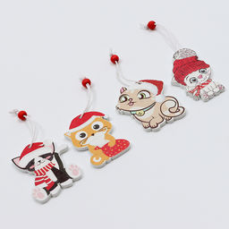 Елочные игрушки в деревянной подарочной упаковке 12 шт., 13×13×2 см