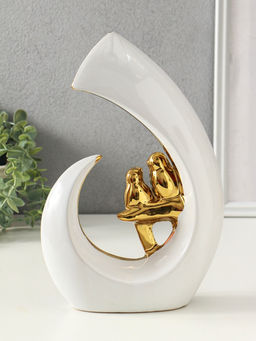 Сувенир керамика "Две птички. Абстракция" белый с золотом 8х20х29 см