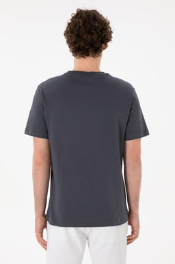 Erkek Regular Fit Bisiklet Yaka Antrasit Basic Ti__rt