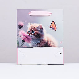 Пакет подарочный ламинированный вертикальный Котёнок, 21?25?8 см