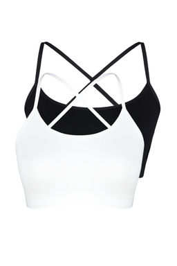 Trendyolmilla Siyah-Beyaz 2li Seamless/Dikisiz Ip Ask?l? Balensiz Kaps?z Bralette Orme Sutyen THMSS24SU00062 фото 19