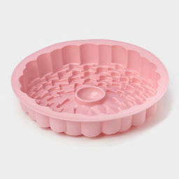 Форма для выпечки Доляна «Хризантема», силикон, d=22 см, розовая